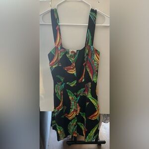 FARM Rio Black Dress with Colorful Tropical Print